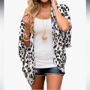 Relipop sheer chiffon like kimono in leopard print